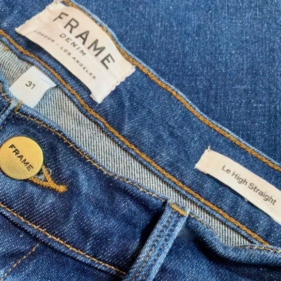 FRAME DENIM Le High Straight Jeans Asymetric Hem in Kingsway Size 31 - Picture 4 of 10
